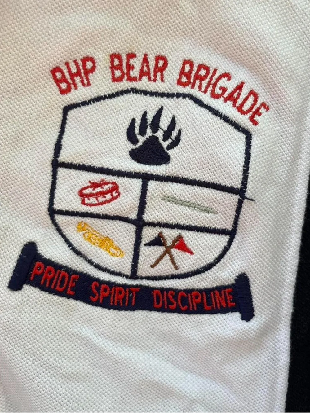 Vintage 90s Bear Brigade Striped Polo Shirt - Red/White/Navy - Picture 6 of 6